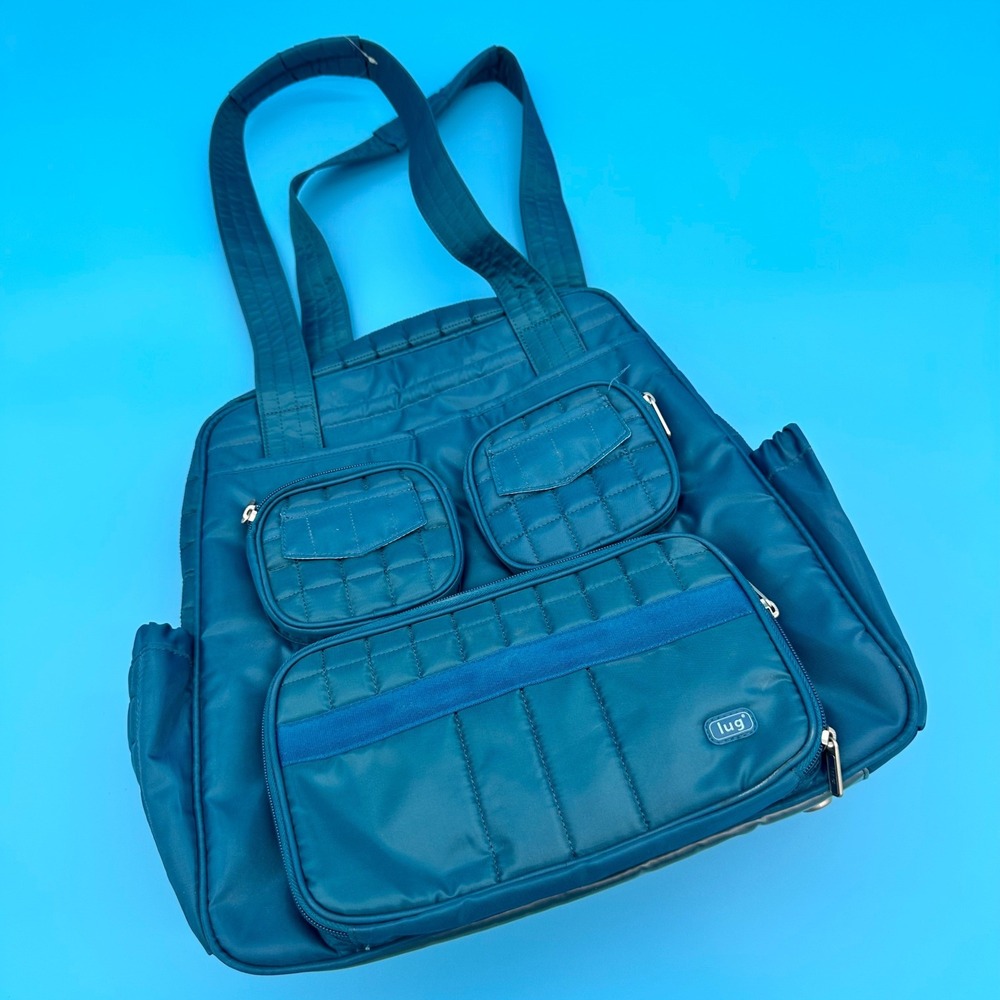 LUG Large‎ Puddle Jumper Travel Tote Bag Teal Carry On Duffle Multiple Pockets